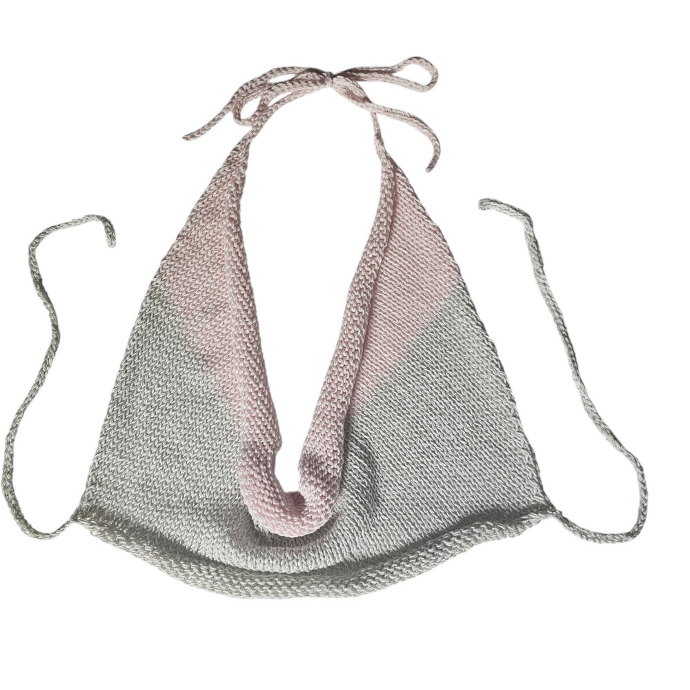 Handmade Knit Halter Top Backless Cowl Neck Crop Top Y2K‎ Festival Fashion - Picture 8 of 8